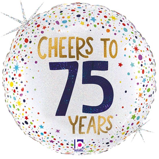 (image for) 18" Cheers To 75 Years Foil Balloons