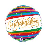 (image for) 18" Congratulations Fun Stripe Foil Balloons