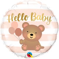 18" Hello Baby Bear & Balloons Foil Balloons