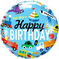 (image for) 18" Happy Birthday Transportation Foil Balloons