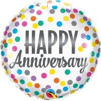 (image for) 18" Happy Anniversary Confetti Dots Foil Balloons