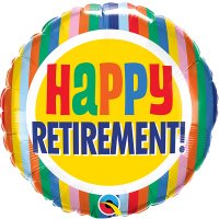 (image for) 18" Happy Retirement Colourful Stripes Foil Balloons