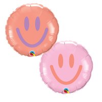 (image for) 9" Pink & Coral Smiley Face Air Fill Balloons