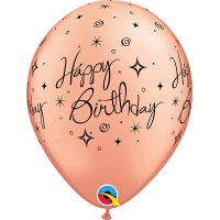 (image for) 11" Rose Gold Birthday Elegant Sparkles Latex Balloons 25pk