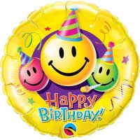 18" Happy Birthday Smiley Faces Foil Balloons