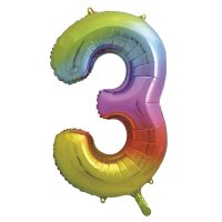 34" Unique Rainbow Number 3 Supershape Balloons