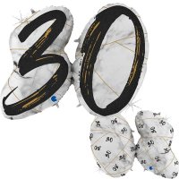 (image for) 30 Black Marble Mate Shape Number Balloons