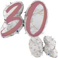 (image for) 30 Rose Gold Marble Mate Shape Number Balloons