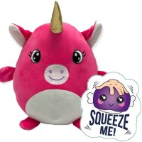 10" Dark Pink Unicorn Squeezable Soft Toy
