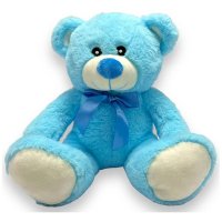 (image for) 11" Blue Bear With Ribbon Plush Toy