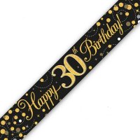 (image for) Black Sparkling Fizz Happy 30th Birthday Holographic Banner