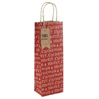 Kraft Merry Christmas Text Bottle Bag