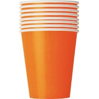 9oz Pumpkin Orange Paper Cups 8pk