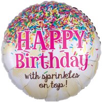 (image for) 18" Happy Birthday Sprinkles On Top Foil Balloons