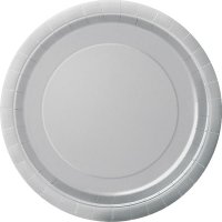 (image for) 9" Silver Paper Dinner Plates 8pk