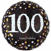 (image for) 18" Black And Gold 100th Birthday Foil Balloons
