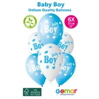 (image for) 13" Baby Boy Assorted Retail Latex Balloons 6pk