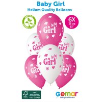 (image for) 13" Baby Girl Assorted Retail Latex Balloons 6pk