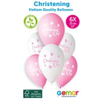 (image for) 13" Pink Christening Day Retail Latex Balloons 6pk