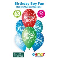 (image for) 13" Birthday Boy Retail Latex Balloons 6pk