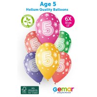 (image for) 13" Cosmic Stars Age 5 Retail Latex Balloons 6pk