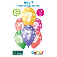 (image for) 13" Cosmic Stars Age 7 Retail Latex Balloons 6pk