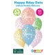 (image for) 13" Happy Birthday Golden Dots Retail Latex Balloons 6pk