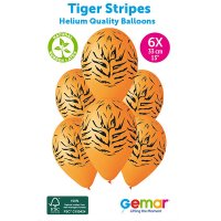 (image for) 13" Tiger Stripes Retail Latex Balloons 6pk