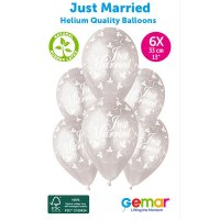 (image for) 13" Just Married Retail Latex Balloons 6pk