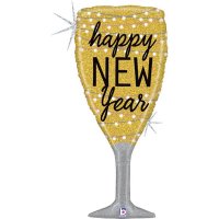 (image for) Glittering New Year Champagne Glass Shape Balloons