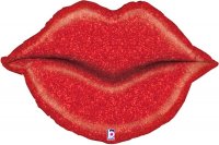 39" Glitter Lips Holographic Foil Balloons