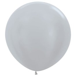 (image for) 36" Satin Silver Latex Balloons 2pk