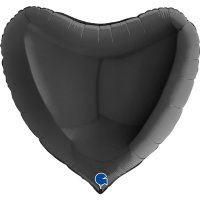 36" Grabo Black Heart Shaped Foil Balloons