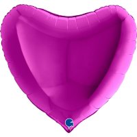 36" Grabo Fuchsia Pink Heart Shaped Foil Balloons
