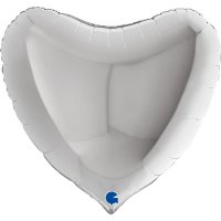 36" Grabo Silver Heart Shaped Foil Balloons