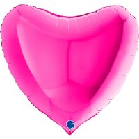 36" Grabo Magenta Pink Heart Shaped Foil Balloons