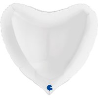36" Grabo White Heart Shaped Foil Balloons