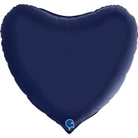 (image for) 36" Grabo Satin Navy Blue Heart Shaped Foil Balloons