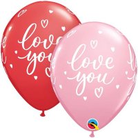11" Love You Casual Script Latex Balloons 25pk