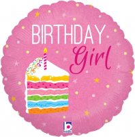 18" Birthday Cake Girl Foil Balloons