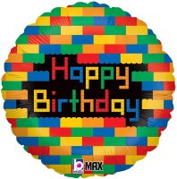 (image for) 18" Happy Birthday Blocks Foil Balloons