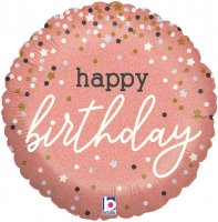 18" Happy Birthday Rose Gold Confetti Foil Balloons
