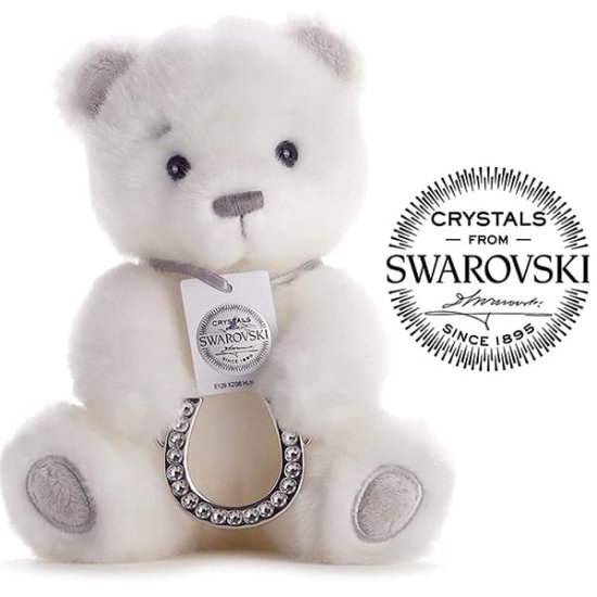 Bailey Bear Horseshoe Charm With Crystals From Swarovski