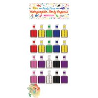 Multi Coloured Holographic Party Poppers 20pk