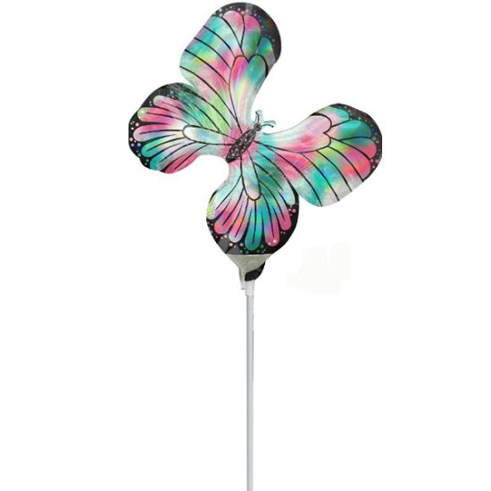 (image for) 14" Teal & Pink Iridescent Butterfly Air Fill Foil Balloons