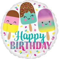 18" Happy Ice Cream Birthday Foil Balloons