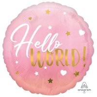 (image for) 18" Pink Hello World Foil Balloons