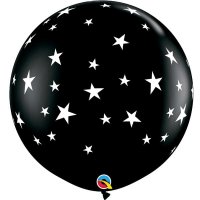 3ft Onyx Black Contempo Stars A Round Latex Balloons 2pk
