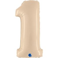 (image for) 40" Grabo Satin Cream Number 1 Supershape Balloons