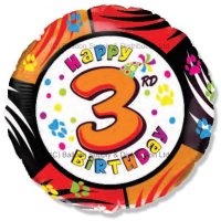 18" Happy 3rd Birthday Foil Balloons